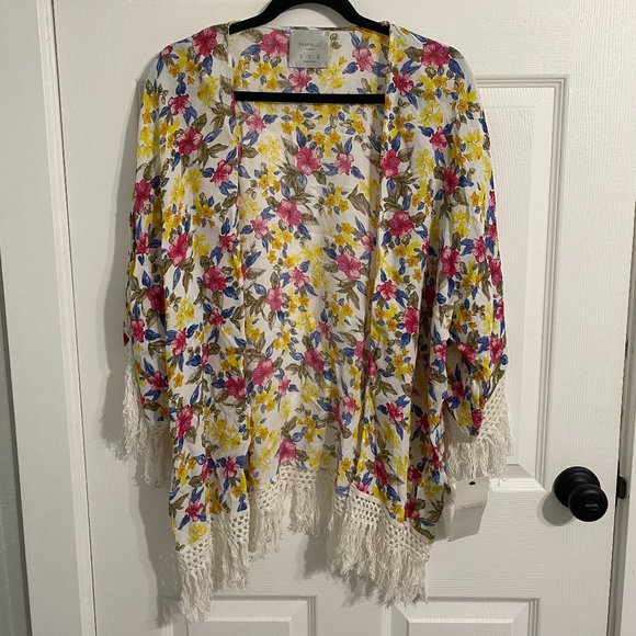 NWT ZARA Kimono Floral Print Cape Jacket - Picture 7 of 9